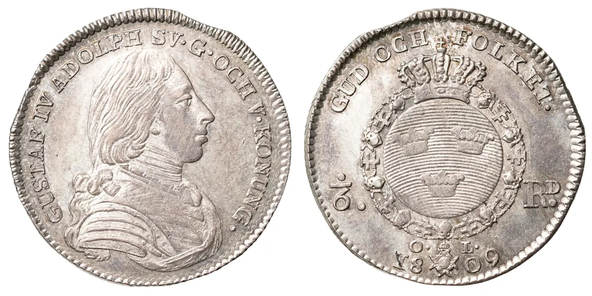 GUSTAV IV ADOLF (1792-1809). 1/6 riksdaler 1809