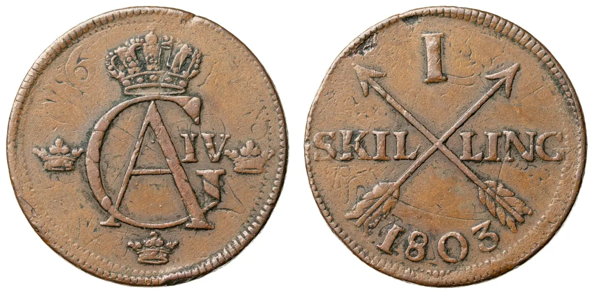 GUSTAV IV ADOLF (1792-1809). Skilling 1803