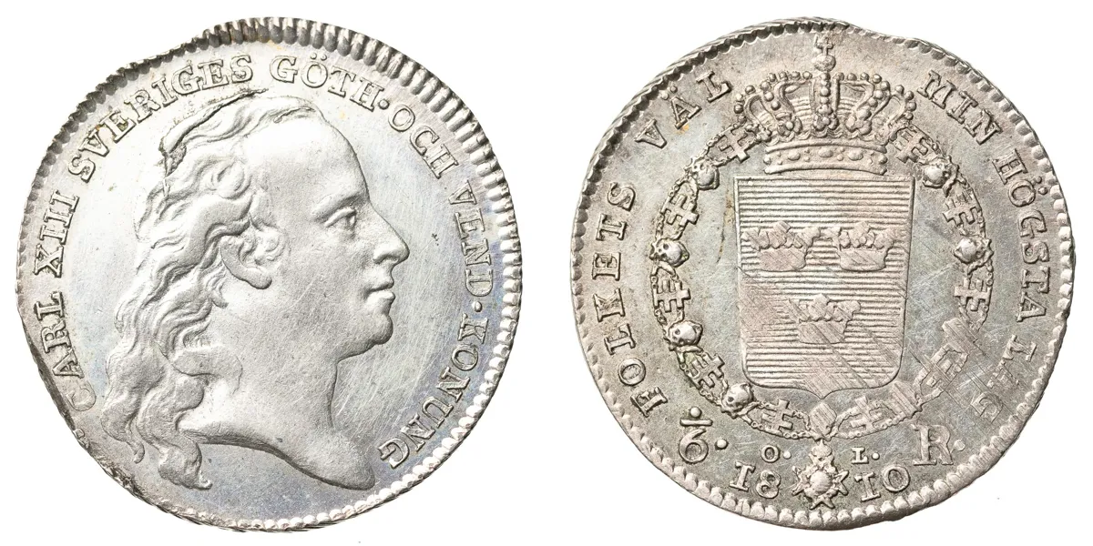 KARL XIII (1809-1818). 1/6 riksdaler 1810