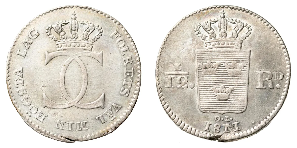KARL XIII (1809-1818). 1/12 riksdaler 1811