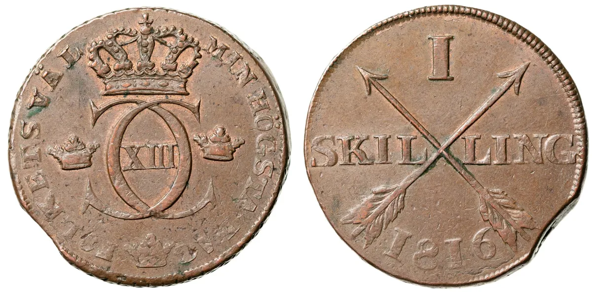 KARL XIII (1809-1818). Skilling 1816