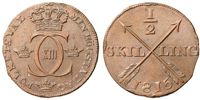 KARL XIII (1809-1818). 1/2 skilling 1815
