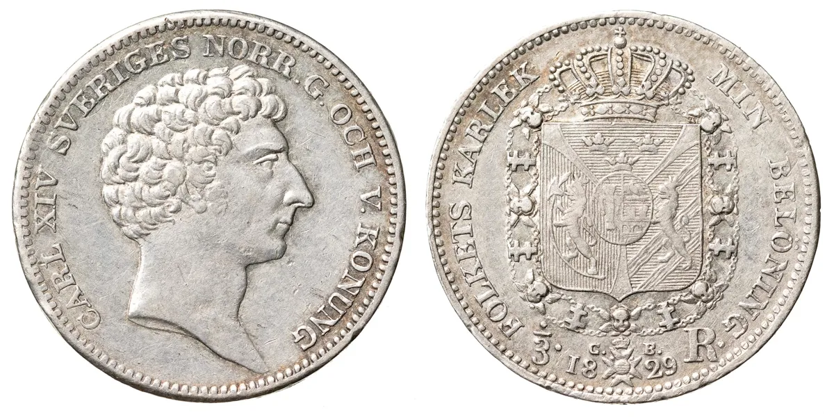 KARL XIV JOHAN (1818-1844). 1/3 riksdaler 1829