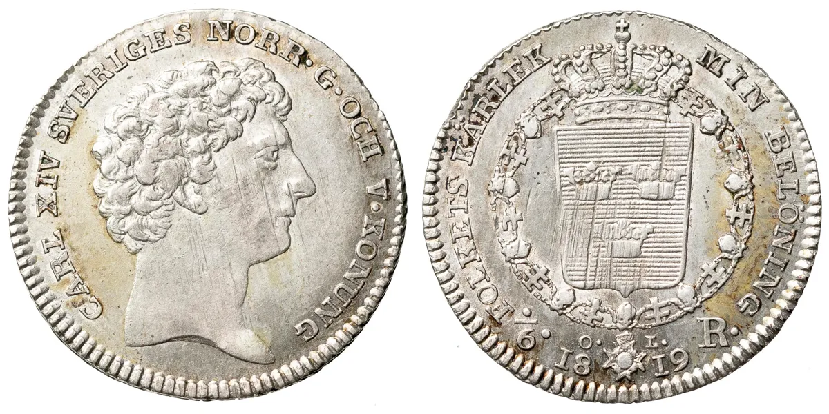 KARL XIV JOHAN (1818-1844). 1/6 riksdaler 1819