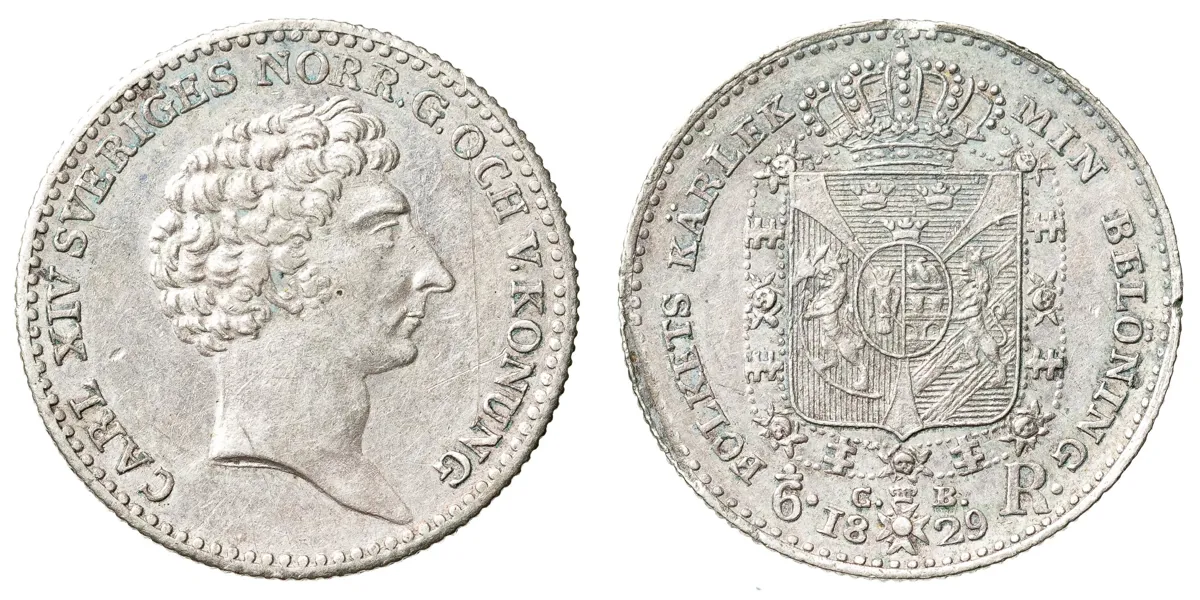 KARL XIV JOHAN (1818-1844). 1/6 riksdaler 1829