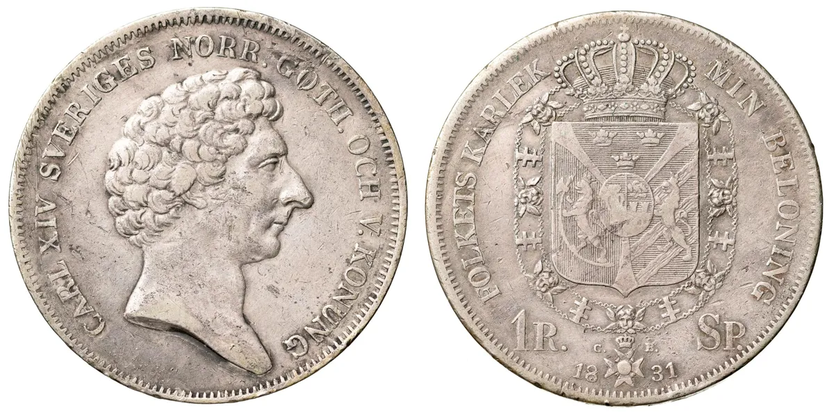 KARL XIV JOHAN (1818-1844). Riksdaler specie 1831