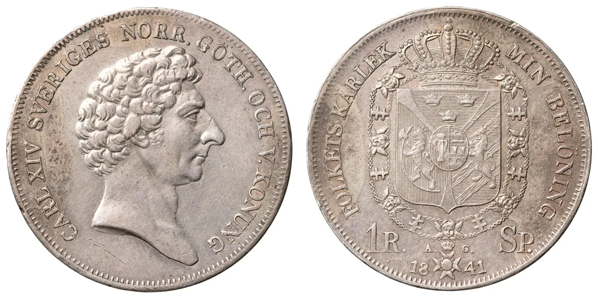 KARL XIV JOHAN (1818-1844). Riksdaler specie 1841