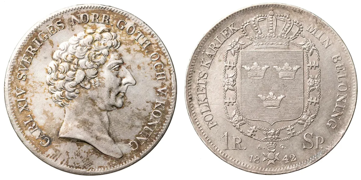 KARL XIV JOHAN (1818-1844). Riksdaler specie 1842