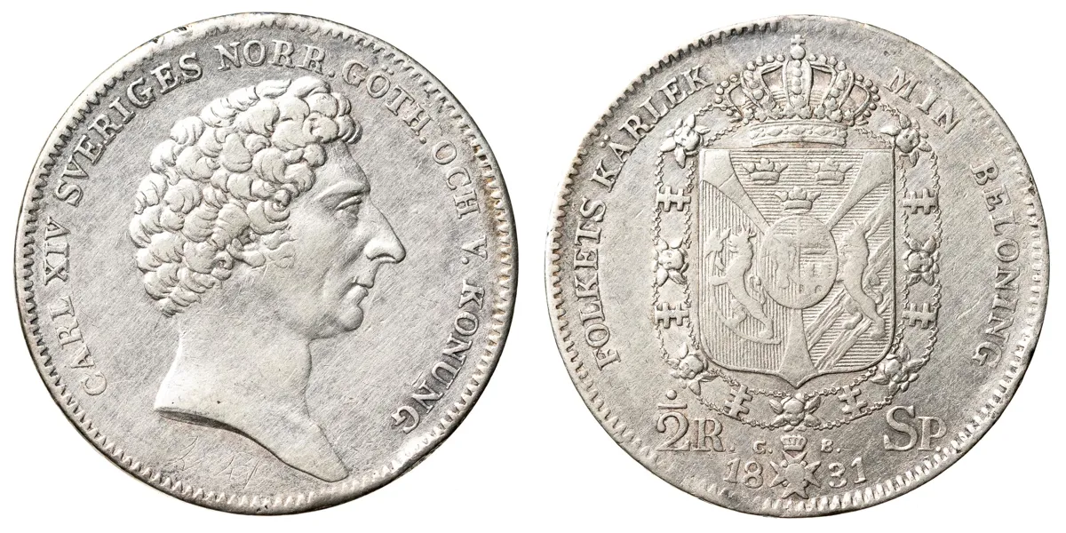 KARL XIV JOHAN (1818-1844). 1/2 riksdaler specie 1831