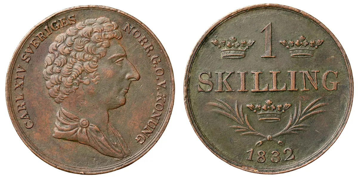 KARL XIV JOHAN (1818-1844). Skilling 1832