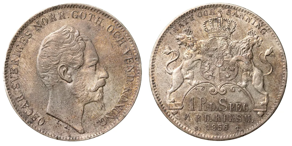 OSKAR I (1844-1859). 4 riksdaler riksmynt 1856