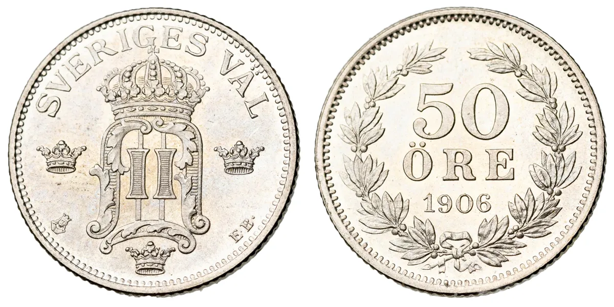 OSKAR II (1872-1907). 50 öre 1906