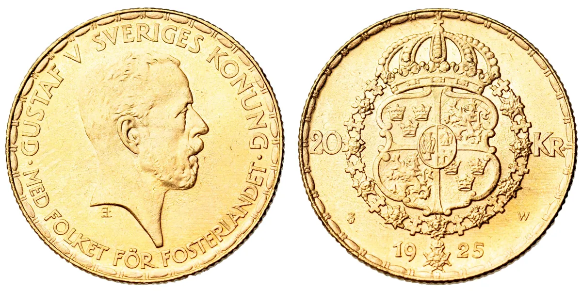 GUSTAV V (1907-1950). 20 kronor 1925