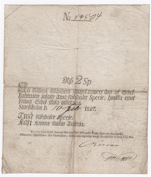 2 riksdaler specie 1827