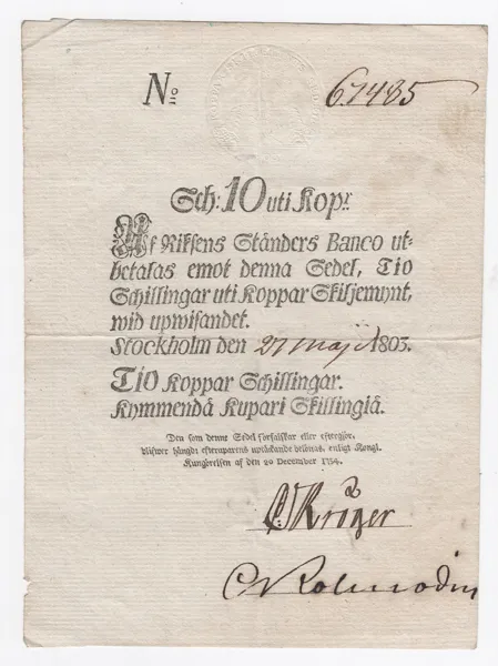 10 kopparskillingar 1803