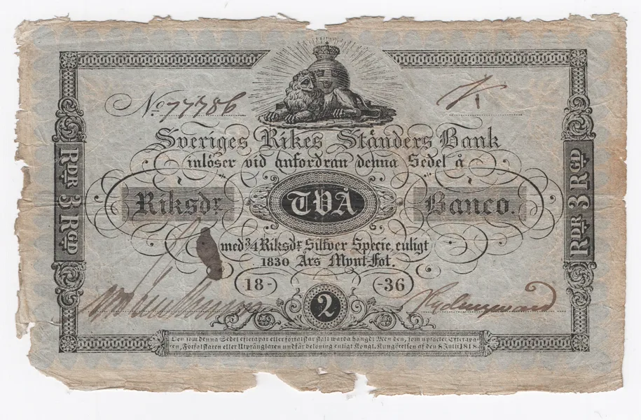 2 riksdaler banco 1836