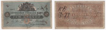 GÖTEBORGS ENSKILDA BANK. 5 kronor 1877