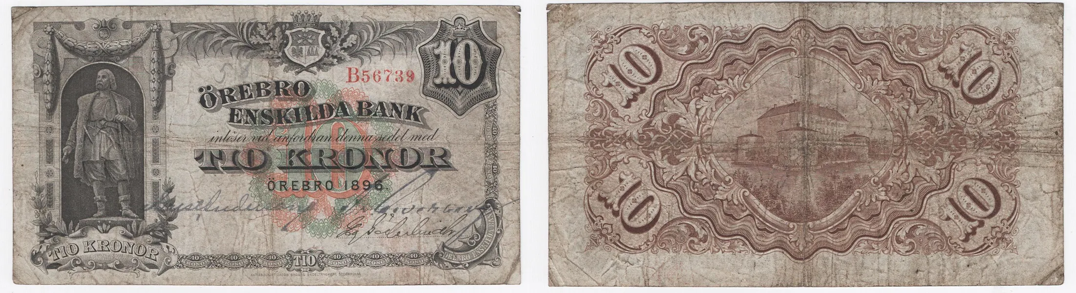 PRIVATBANKEN I ÖREBRO. 10 kronor 1896