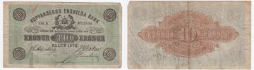 STORA KOPPRABERGS LÄNS OCH BERGSLAGS ENSKILDA BANK. 10 kronor 1878