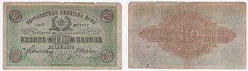 STORA KOPPRABERGS LÄNS OCH BERGSLAGS ENSKILDA BANK. 10 kronor 1878