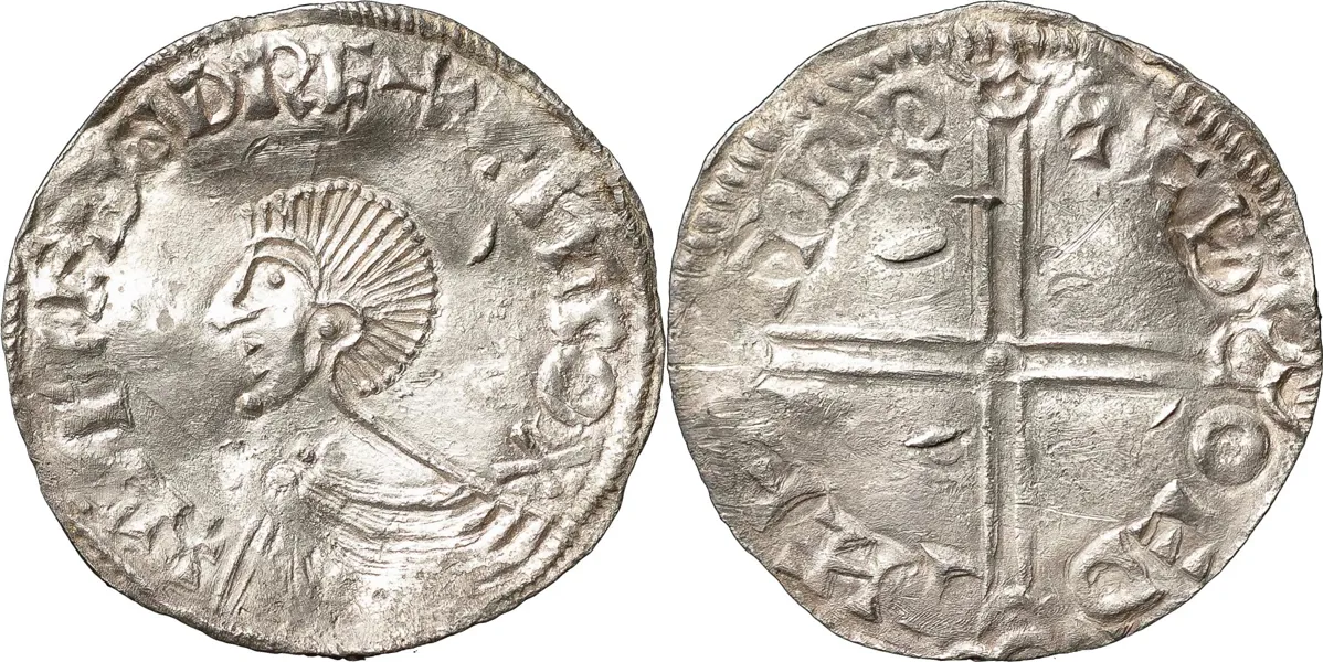 SIGTUNA. Penning. Imitation av Æthelred II, Long Cross