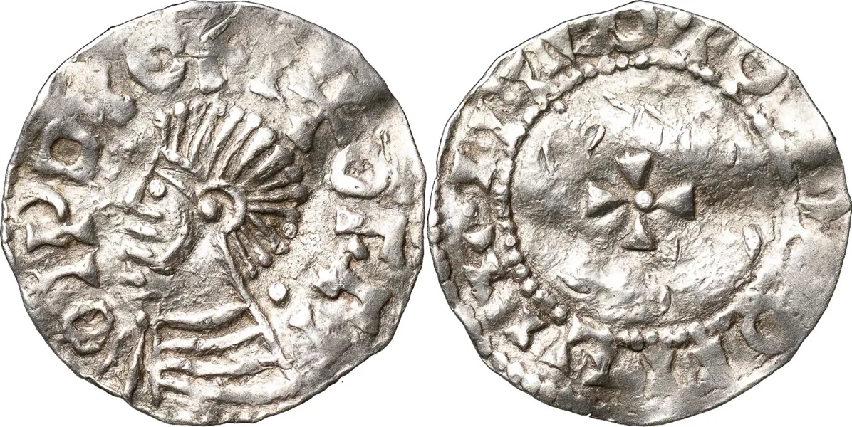 SIGTUNA. Penning. Imitation av Æthelred II, Long Cross/Small Cross-hybrid