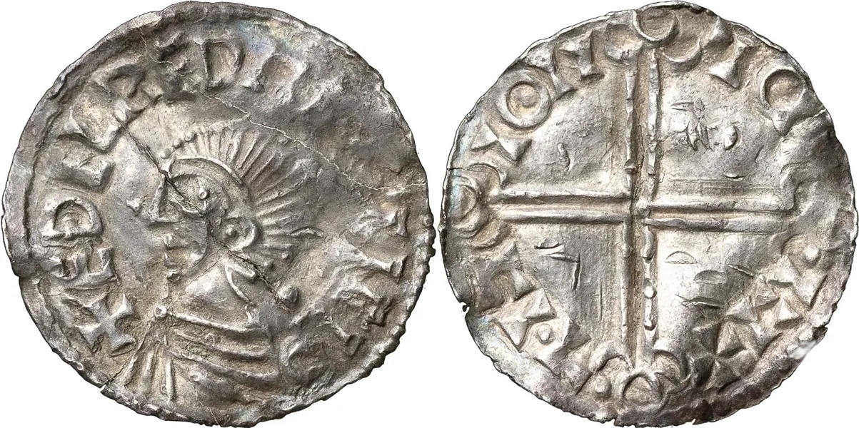 LUND. Penning. Imitation av Æthelred II, Long Cross