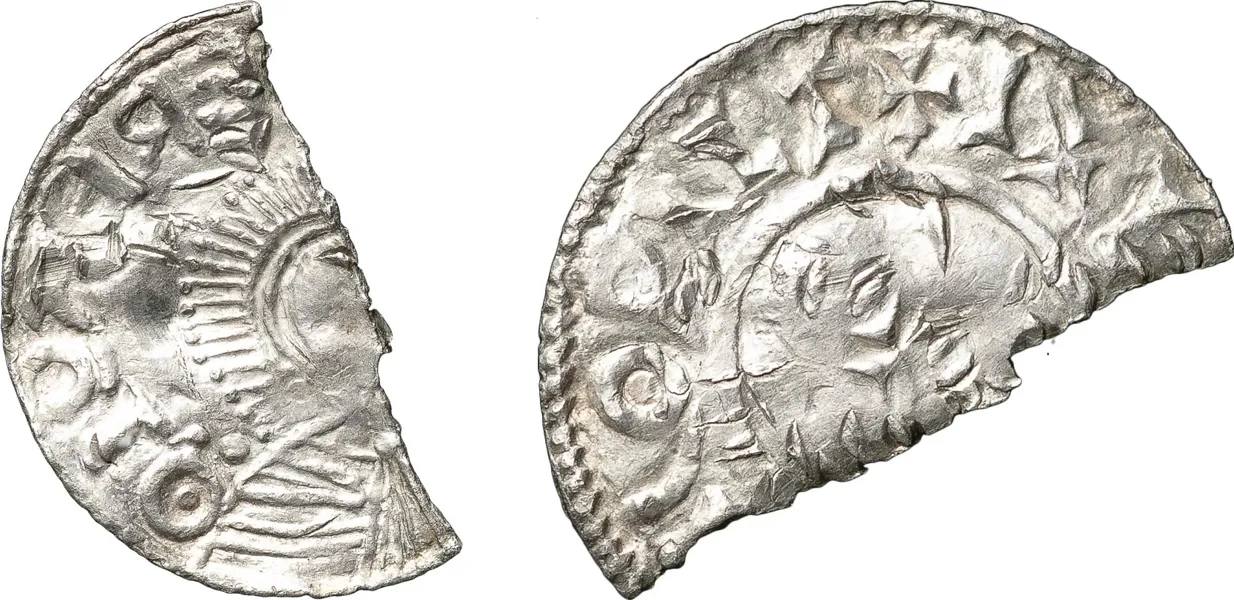 LUND. Penning. Imitation av Æthelred II, Long Cross/Small Cross-hybrid
