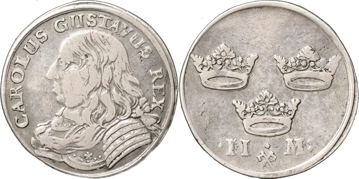 STOCKHOLM. 2 mark utan årtal (präglad 1654)