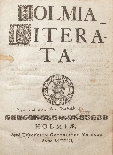 Hardt, Richard von der: Holmia literata