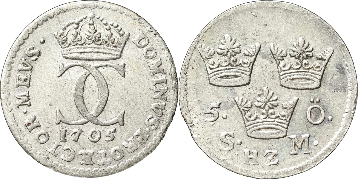 STOCKHOLM. 5 öre 1705