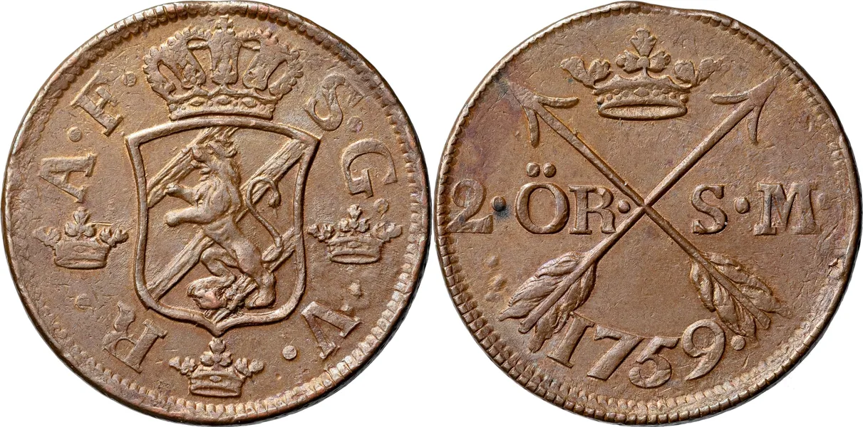 AVESTA. 2 öre SM 1759