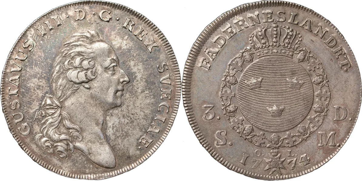 STOCKHOLM. 3 daler SM (1 riksdaler) 1774