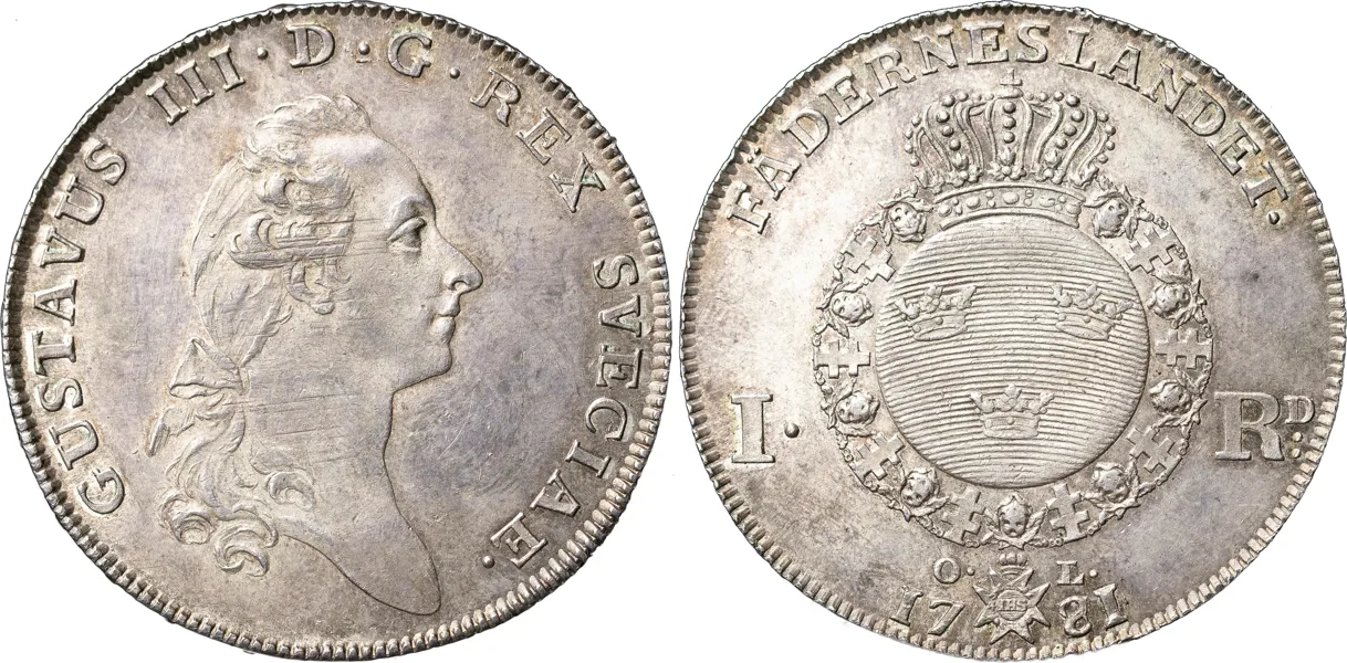 STOCKHOLM. Riksdaler 1781 (årtalssiffran 81 på 79)