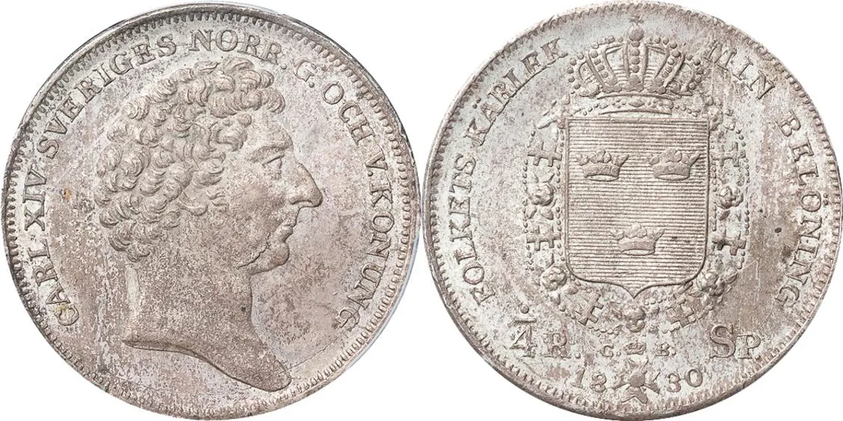 STOCKHOLM. 1/4 riksdaler specie 1830