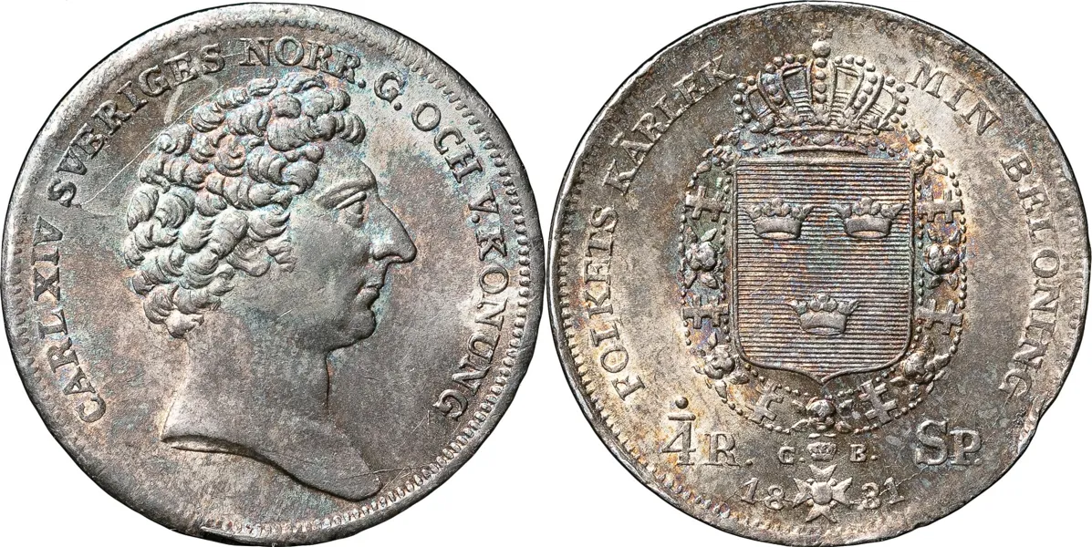 STOCKHOLM. 1/4 riksdaler specie 1831