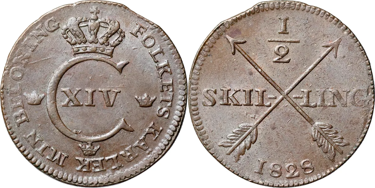 AVESTA. 1/2 skilling 1828