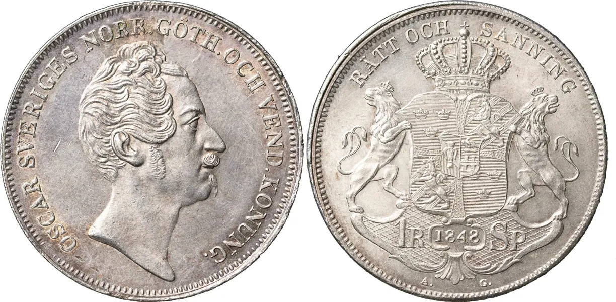 Riksdaler specie 1848. SM 29