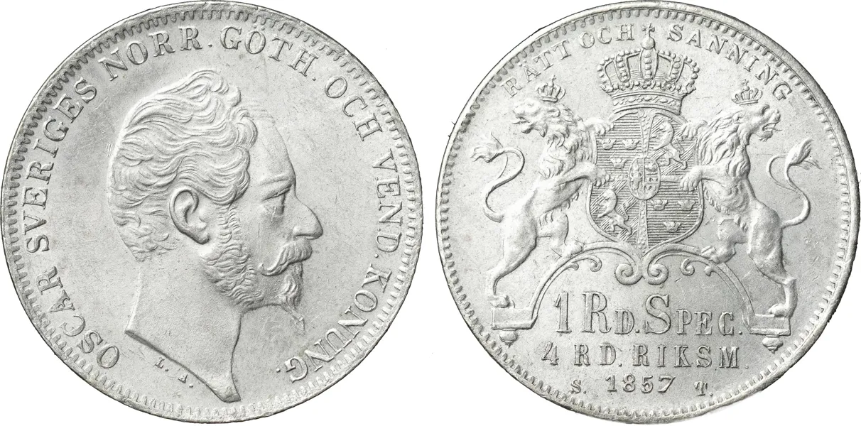 4 riksdaler riksmynt 1857. SM 57