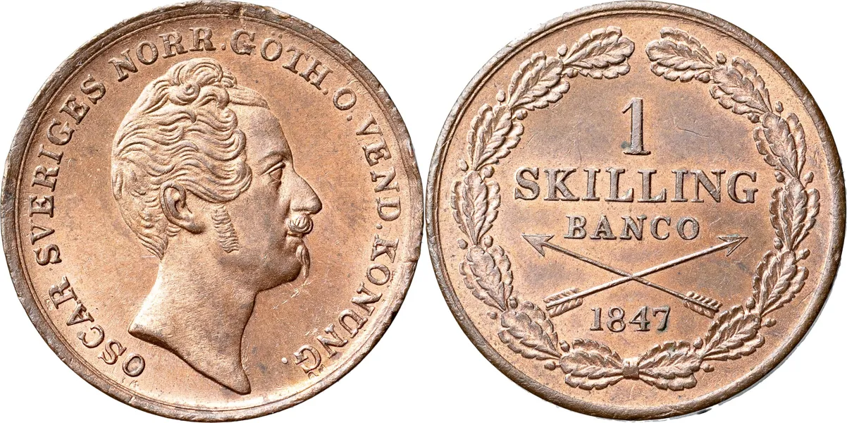 Skilling banco 1847. SM 90
