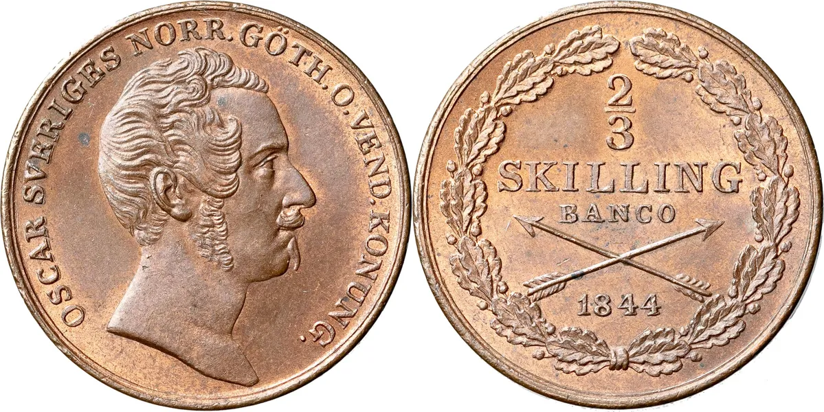 2/3 skilling banco 1844. SM 98