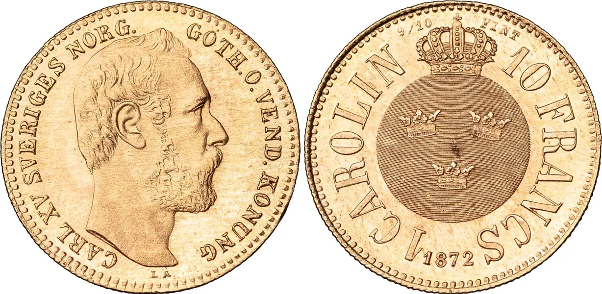 Carolin / 10 francs 1872. SM 13a