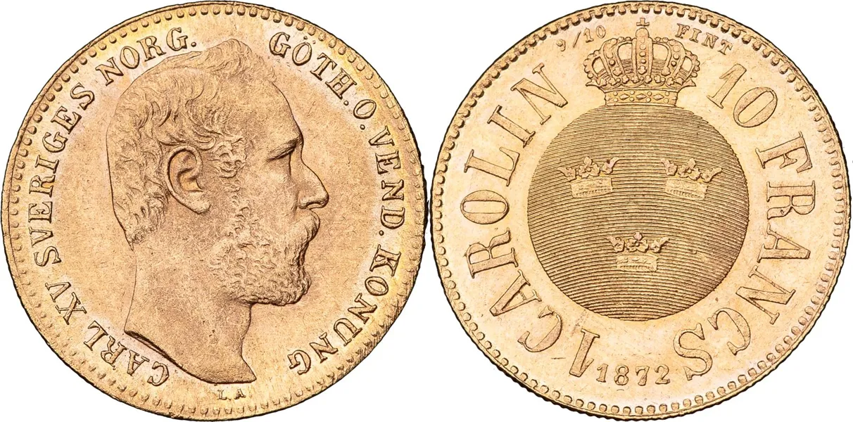 Carolin / 10 francs 1872. SM 13a