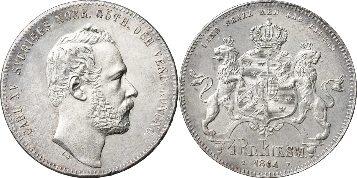 4 riksdaler riksmynt 1864. SM 17
