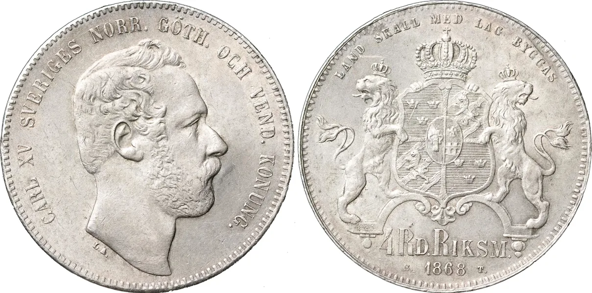 4 riksdaler riksmynt 1868. SM 21
