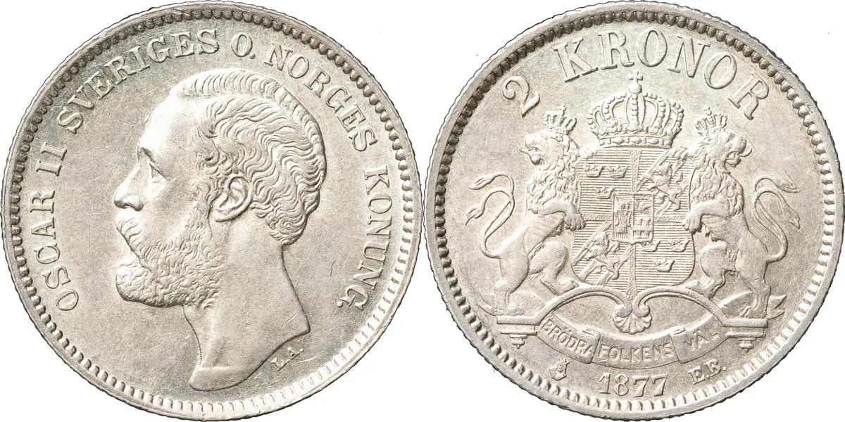 2 kronor 1877. SM 45