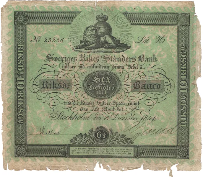 6 2/3 riksdaler banco 1841. H 25256