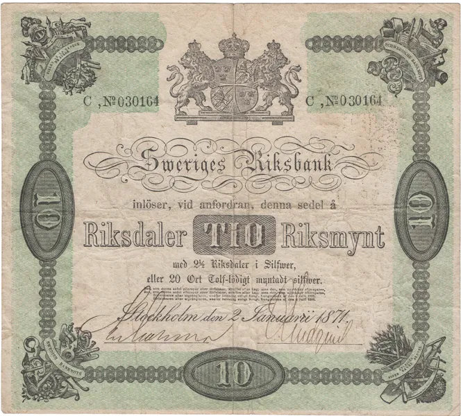 10 riksdaler riksmynt 1871. C 030164