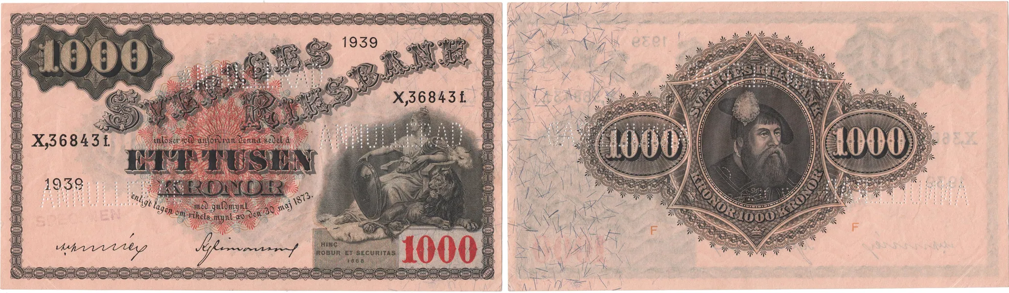 1000 kronor 1939. X,36843f