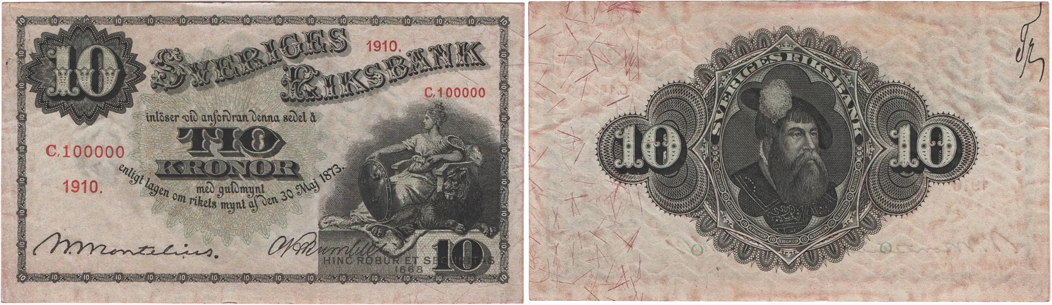 10 kronor 1910. C,100000